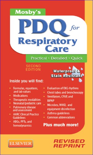 Mosbys Pdq For Respiratory Care Revised Reprint 2nd Edition Helen Corning