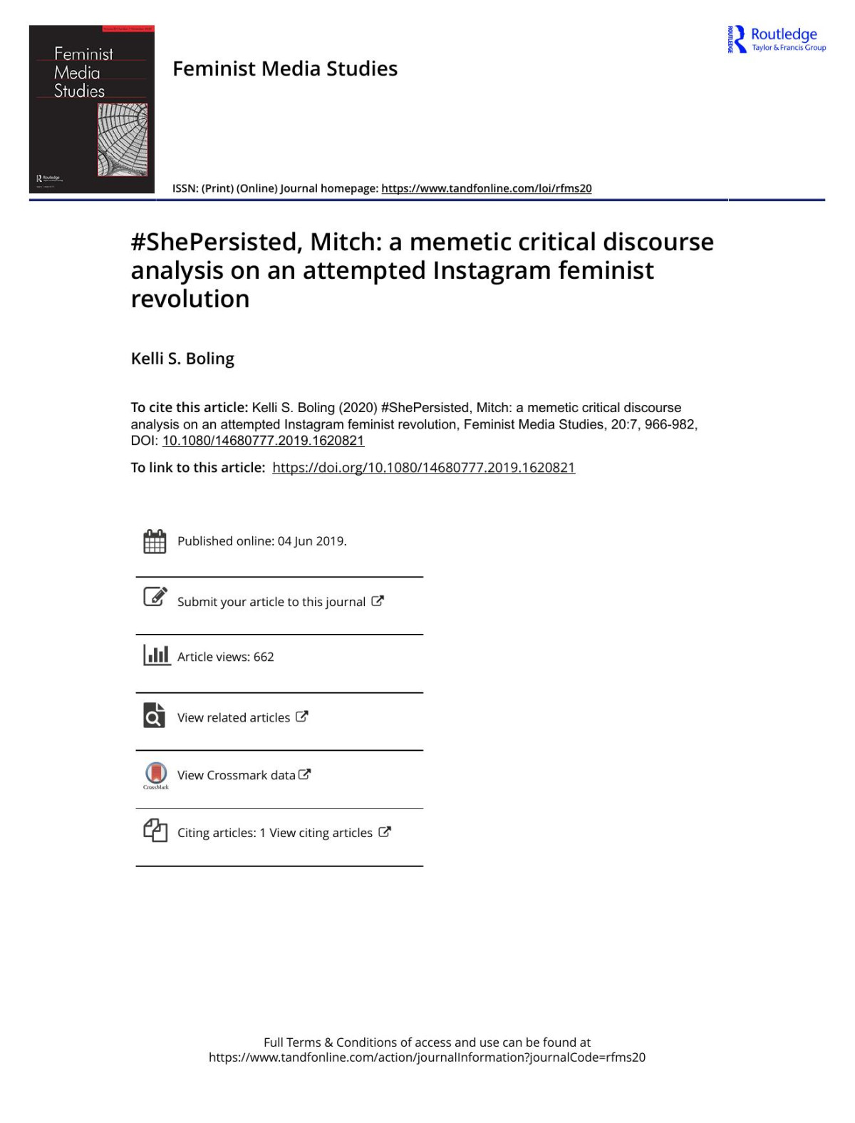 Shepersisted Mitch A Memetic Critical Discourse Analysis On An Attempted Instagram Feminist Revolution Kelli S Boling