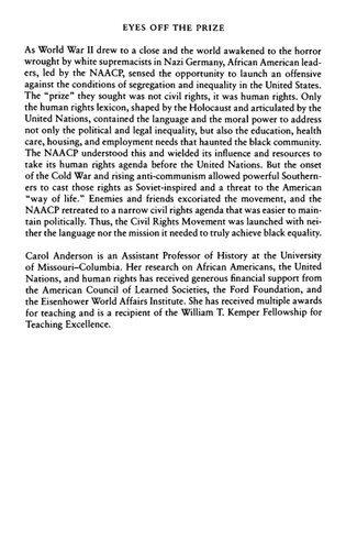 Eyes Off The Prize The United Nations And The African American Struggle For Human Rights 1944 1955 Carol Anderson