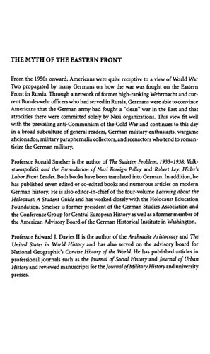 The Myth Of The Eastern Front The Nazisoviet War In American Popular Culture Ronald Smelser Edward J Davies Ii