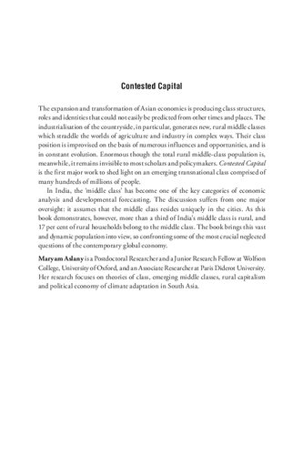 Contested Capital Rural Middle Classes In India Maryam Aslany