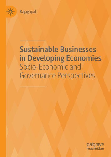 Sustainable Businesses In Developing Economies Socioeconomic And Governance Perspectives Rajagopal