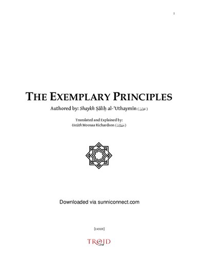 Exemplary Principles Concerning The Beautiful Names And Attributes Of Allaah Shaykh Muhammad Bin Saalih Aluthaymeen