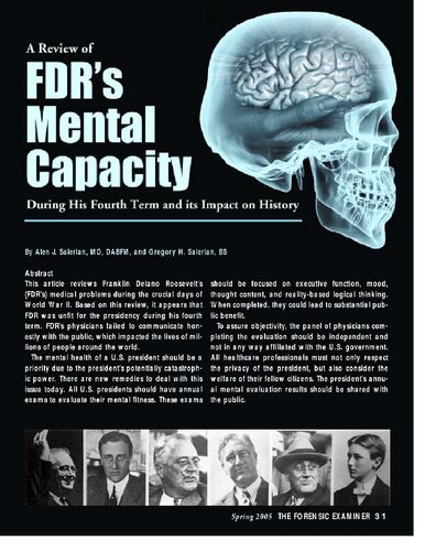 A Review Of Fdrs Mental Capacity During His Fourth Term And Its Impact On History Alex J Salerian