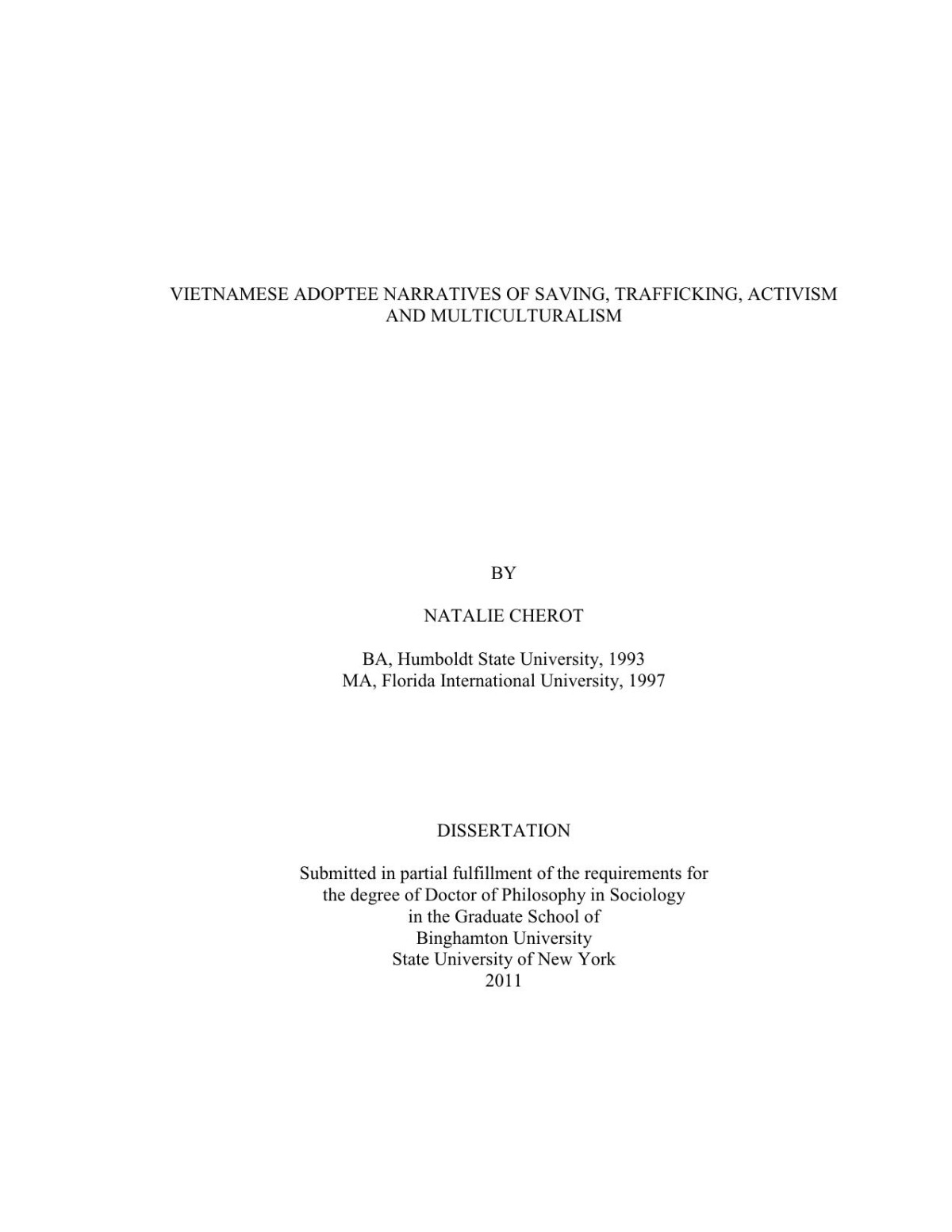 Vietnamese Adoptee Narratives Of Saving Trafficking Activism And Multiculturalism Natalie Cherot