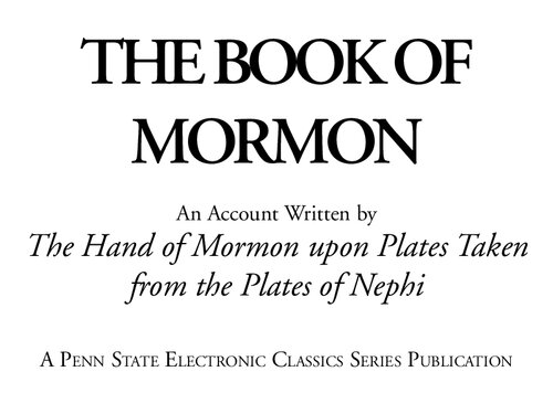 The Book Of Mormon Jim Manis Ed