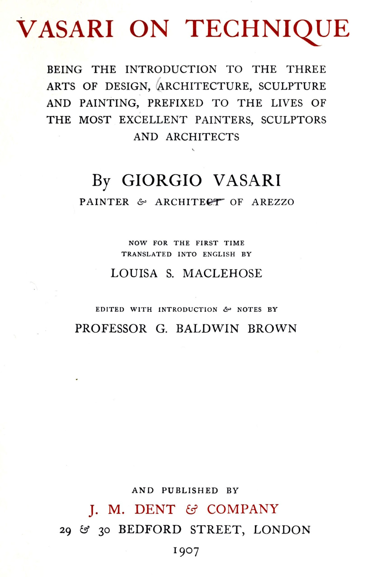 Vasari On Technique Giorgio Vasari