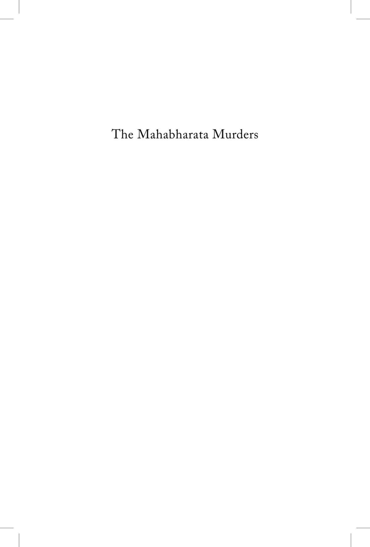The Mahabharata Murders Arnab Ray