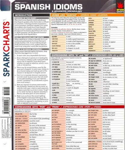 Sparkcharts Spanish Idioms Advanced Vocabulary Sparknotes Editors
