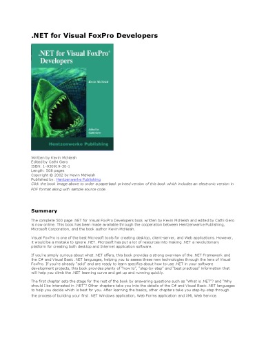Microsoft Net For Visual Foxpro Developers Kevin Mcneish