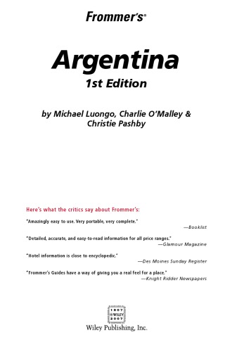 Frommers Argentina 1st Edition Michael Luongo