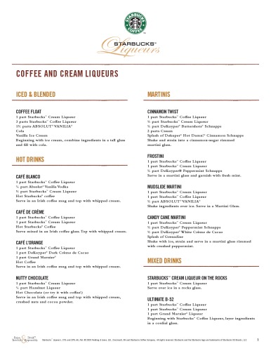 Starbucks Coffee Liqueurs Recipes Starbucks Coffee Company