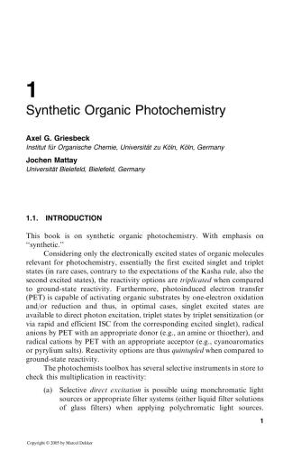 Synthetic Organic Photochemistry Axel G Griesbeck Jochen Mattay