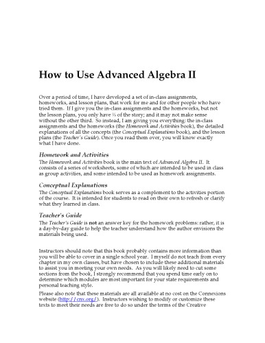 Advanced Algebra Ii Activities And Homework Kennyfelder