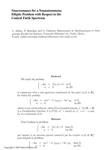 Partial Differential Equations Precedings Of The International Conference Held In Fez Benkinane A