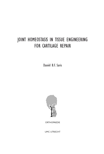 Joint Homeostasis In Tissue Engineering For Cartilage Repair Danil Bf Saris