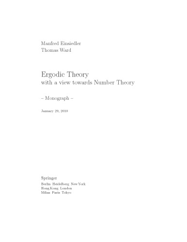 Ergodic Theory With A View Towards Number Theory Einsiedler M