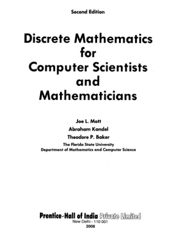 Discrete Mathematics For Computer Scientists And Mathematicians 2ed Joe L Mott