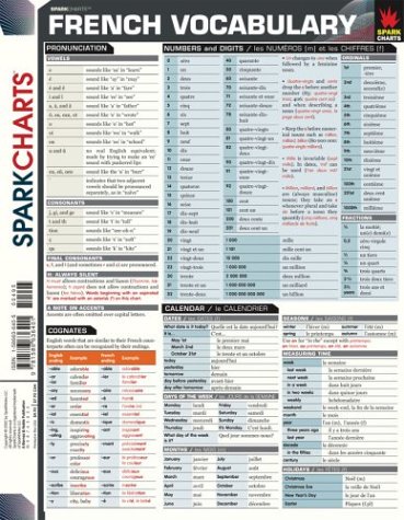 French Vocabulary Sparkcharts 1st Edition Sparknotes Editors