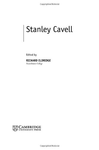 Stanley Cavell Contemporary Philosophy In Focus Richard Eldridge