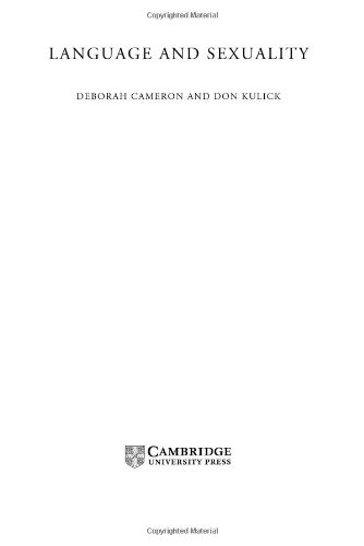 Language And Sexuality Deborah Cameron Don Kulick