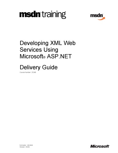 Developing Xml Web Services With Asp Net 2002