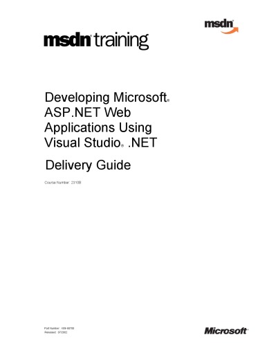 Developing Asp Net Web Application With Visual Studio Net 2002