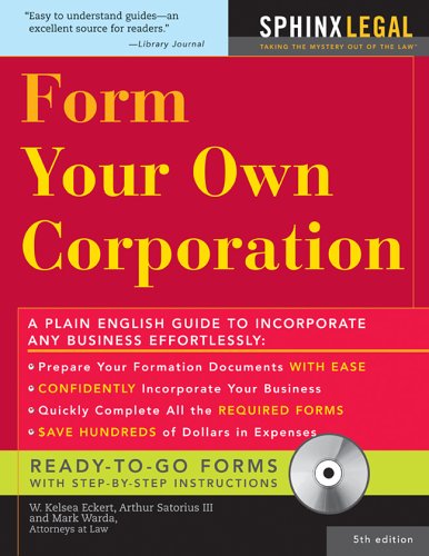 Form Your Own Corporation Fifth Edition 5th Edition Eckert Warda