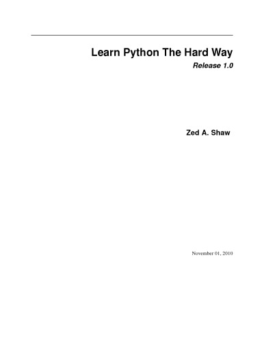 Learn Python The Hard Way Shaw Z