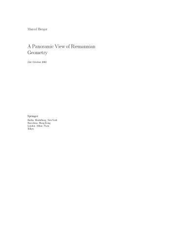 Panoramic View Of Riemannian Geometry Berger M A