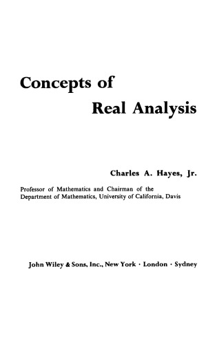 Concepts Of Real Analysis Charles Hayes