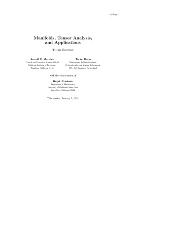 Manifolds Tensor Analysis And Applications Marsden Ratiu Abraham