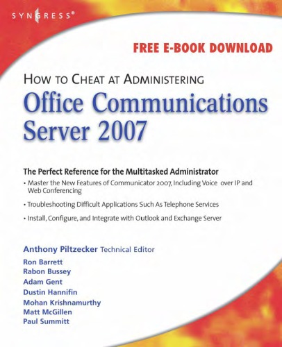 How To Cheat At Administering Office Communications Server 2007 Anthony Piltzecker