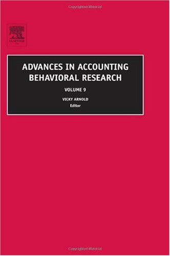 Advances In Accounting Behavioral Research Volume 9 Arnold V