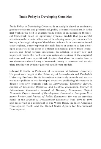 Trade Policy In Developing Countries Buffie Ef
