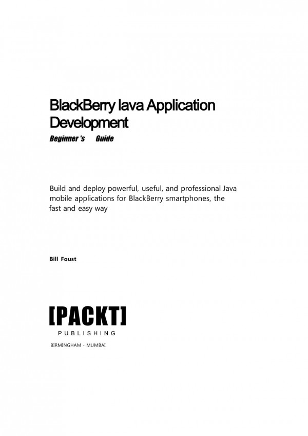Blackberry Java Application Development Beginners Guide Bill Foust
