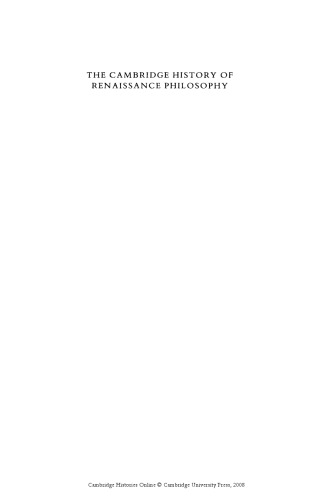 The Cambridge History Of Renaissance Philosophy C B Schmitt