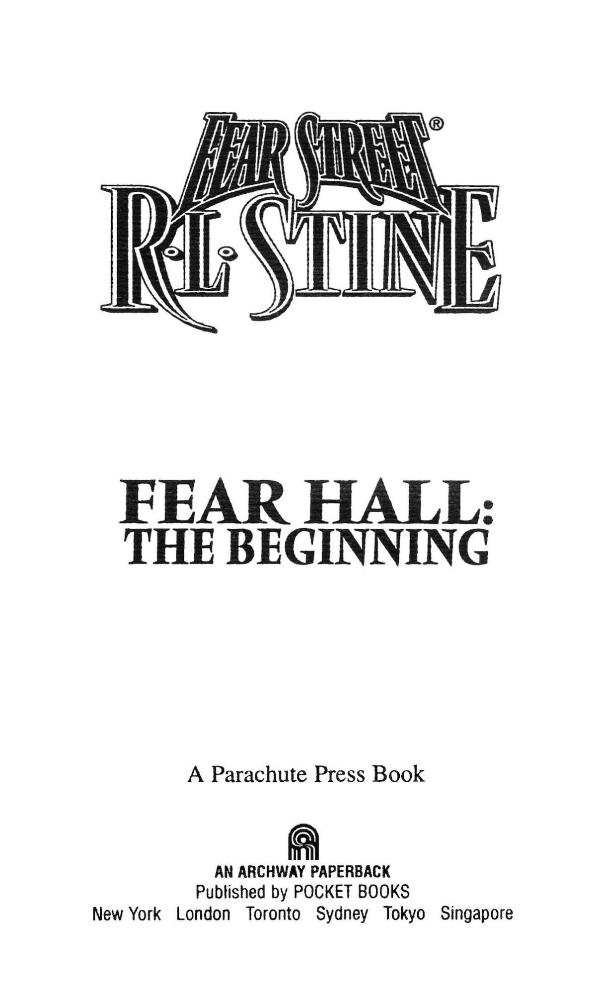 Fear Hall The Beginning Rl Stine