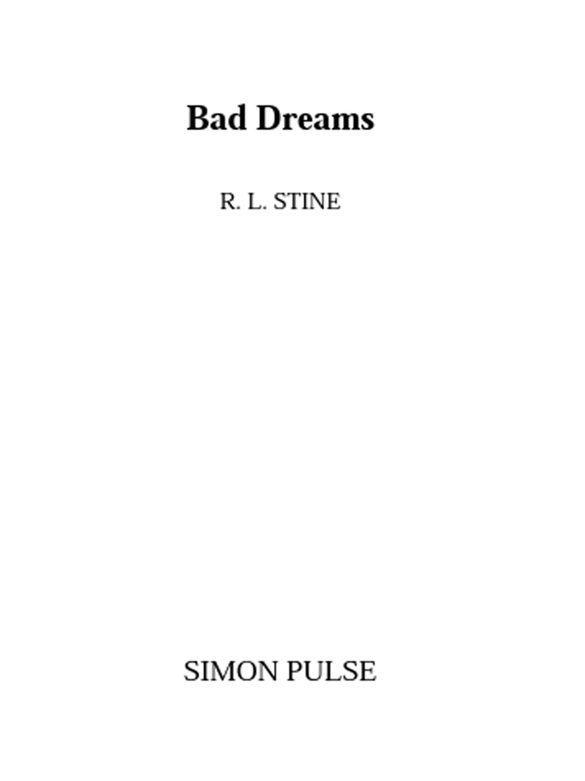 Bad Dreams Rl Stine