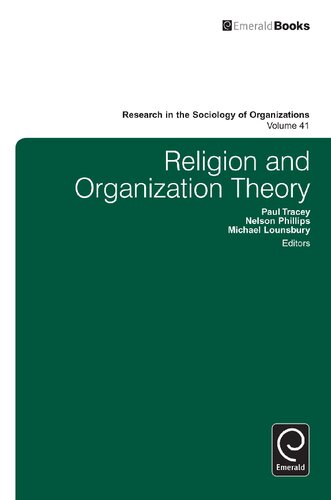 Religion And Organization Theory Paul Tracey