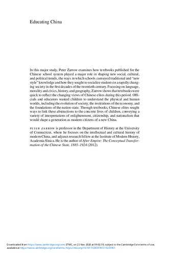 Educating China Knowledge Society And Textbooks In A Modernizing World 19021937 Peter Zarrow