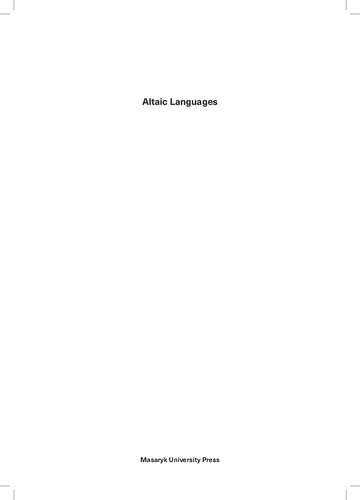 Altaic Languages History Of Research Survey Classification And A Section Of Comparative Grammar 1st Edition Michal Schwarz