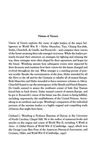 Visions Of Victory The Hopes Of Eight World War Ii Leaders Gerhard L Weinberg