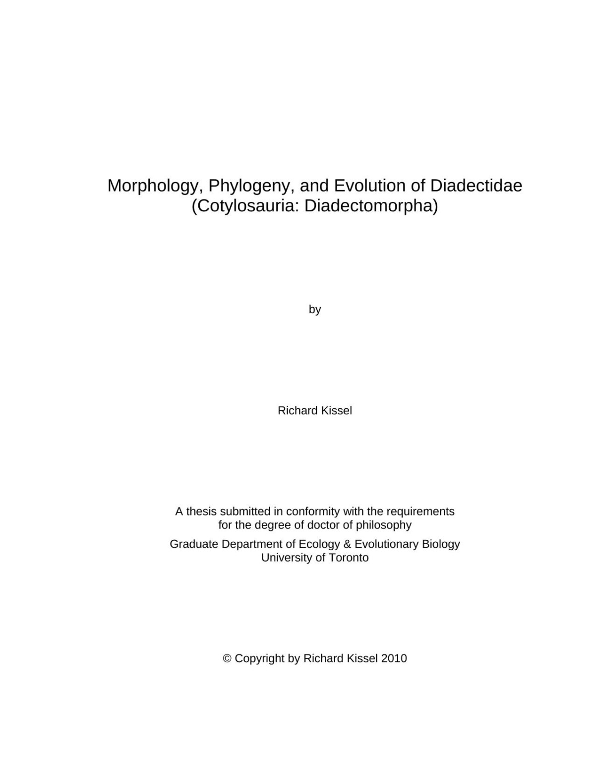 Morphology Phylogeny And Evolution Of Diadectidae Cotylosauria Diadectomorpha Richard Kissel