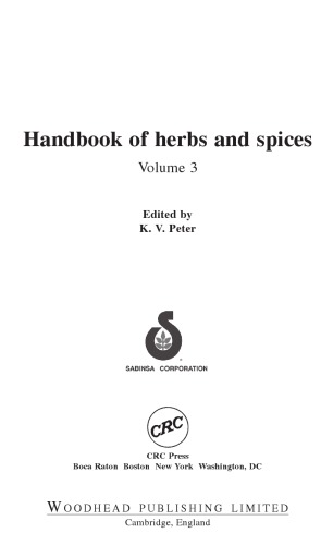Handbook Of Herbs And Spices 1st Edition K V Peter