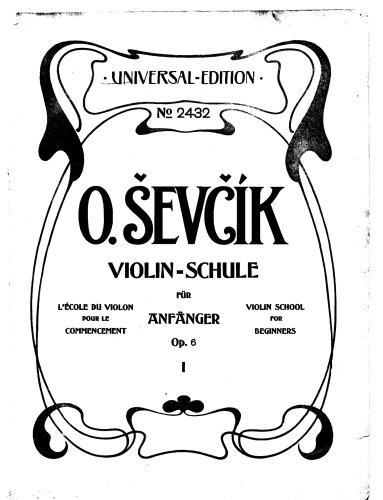 Otakar Sevcik Violin Studies Violin Method For Beginners Op6 Otakar Sevcik