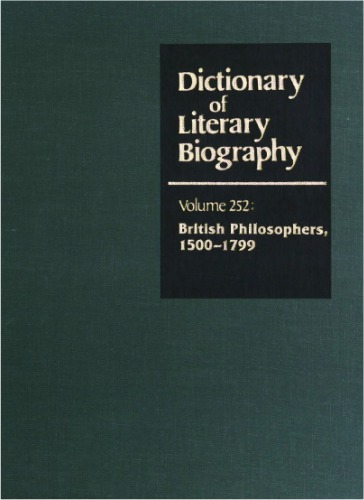 Dictionary Of Literary Biography 252 British Philosophers 15001799 Philip B Dematteis