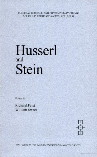 Husserl And Stein Cultural Heritage And Contemporary Change Richard Feist