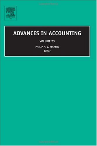 Advances In Accounting Vol 23 Philip M J Reckers