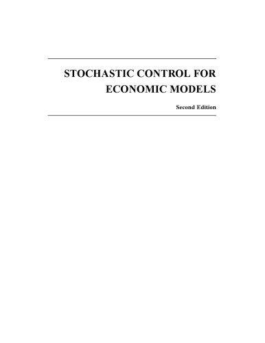 Stochastic Control For Econometric Models David A Kendrick